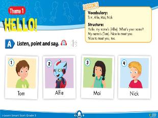 Bài giảng Tiếng Anh Lớp 3 Sách I-Learn Smart Start - Theme 1: Hello, Lesson 3 - Năm học 2021-2022