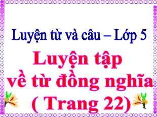 Bài giảng Tiếng Việt 5 (Luyện từ và câu) - Bài: Luyện tập về từ đồng nghĩa Trang 22