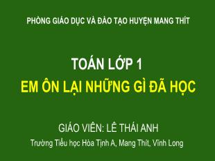 Bài giảng Toán 1 Sách Cánh diều - Tuần 5, Bài: Em ôn lại những gì đã học - Lê Thái Anh