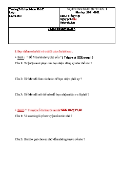 Bài tập Tiếng Việt Lớp 4 - Tuần 1 - Năm học 2021-2022 - Trường Tiểu học Nhơn Phú C