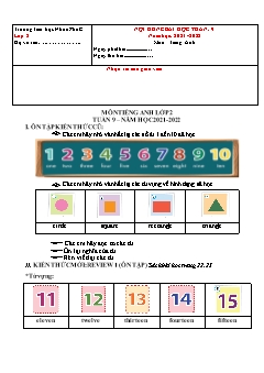 Đề cương ôn tập Tiếng Anh Lớp 2 - Tuần 9 - Năm học 2021-2022 - Trường Tiểu học Nhơn Phú C