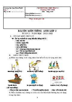 Đề cương ôn tập Tiếng Anh Lớp 3 - Tuần 2 - Năm học 2021-2022 - Trường Tiểu học Nhơn Phú C