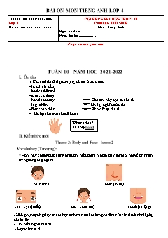 Đề cương ôn tập Tiếng Anh Lớp 4 - Tuần 10 - Năm học 2021-2022 - Trường Tiểu học Nhơn Phú C