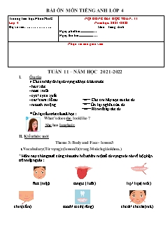 Đề cương ôn tập Tiếng Anh Lớp 4 - Tuần 11 - Năm học 2021-2022 - Trường Tiểu học Nhơn Phú C