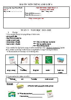 Đề cương ôn tập Tiếng Anh Lớp 4 - Tuần 9 - Năm học 2021-2022 - Trường Tiểu học Nhơn Phú C