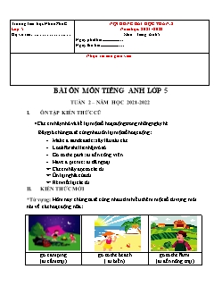 Đề cương ôn tập Tiếng Anh Lớp 5 - Tuần 2 - Năm học 2021-2022 - Trường Tiểu học Nhơn Phú C