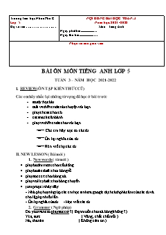 Đề cương ôn tập Tiếng Anh Lớp 5 - Tuần 3 - Năm học 2021-2022 - Trường Tiểu học Nhơn Phú C