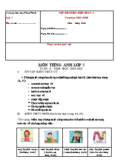 Đề cương ôn tập Tiếng Anh Lớp 5 - Tuần 4 - Năm học 2021-2022 - Trường Tiểu học Nhơn Phú C