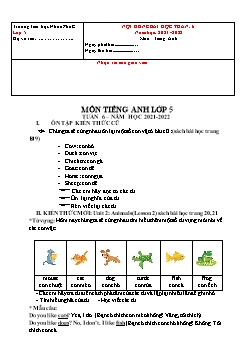 Đề cương ôn tập Tiếng Anh Lớp 5 - Tuần 6 - Năm học 2021-2022 - Trường Tiểu học Nhơn Phú C
