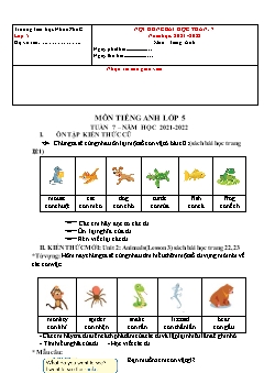 Đề cương ôn tập Tiếng Anh Lớp 5 - Tuần 7 - Năm học 2021-2022 - Trường Tiểu học Nhơn Phú C