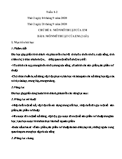Giáo án Chương trình cả năm Mĩ thuật 1 - Năm học 2020-2021