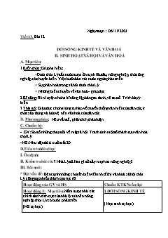 Kế haoch bài dạy Lịch sử 7 - Tuần 10 - Năm học 2021-2022