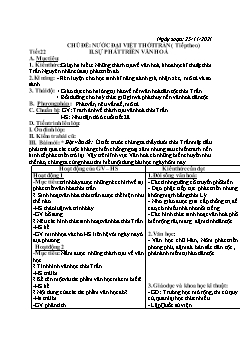 Kế haoch bài dạy Lịch sử 7 - Tuần 11 - Năm học 2021-2022