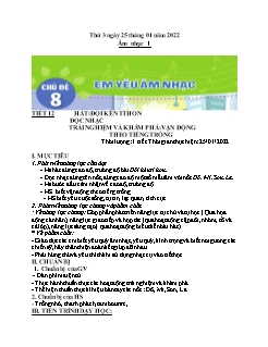 Kế hoạch bài dạy Âm nhạc Lớp 1 - Tuần 20 - Năm học 2022-2023 - Phạm Thị Nhụy
