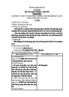 Kế hoạch bài dạy các môn Lớp 2 Sách Cánh diều - Tuần 10 - Năm học 2021-2022 - Hồ Thị Lệ Thủy