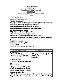 Kế hoạch bài dạy các môn Lớp 2 Sách Cánh diều - Tuần 11 - Năm học 2021-2022 - Hồ Thị Lệ Thủy