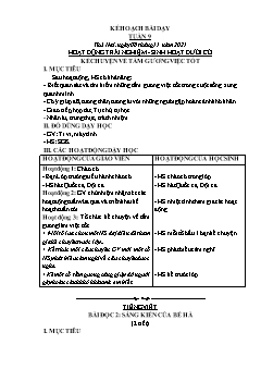 Kế hoạch bài dạy các môn Lớp 2 Sách Cánh diều - Tuần 9 - Năm học 2021-2022 - Hồ Thị Lệ Thủy
