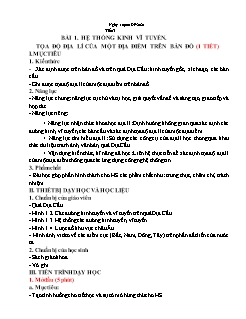 Kế hoạch bài dạy Địa lí 6 - Tuần 2, Tiết 3+4 - Năm học 2021-2022