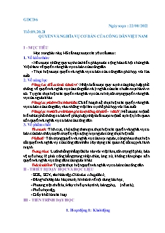 Kế hoạch bai dạy GDCD Khối THCS - Tuần 22 - Năm học 2021-2022