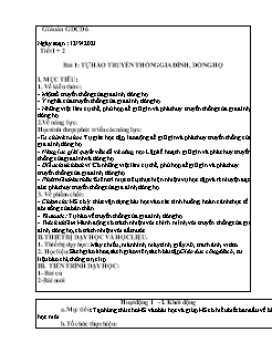 Kế hoạch bài dạy GDCD Khối Trung học cơ sở - Tuần 1 - Năm học 2021-2022