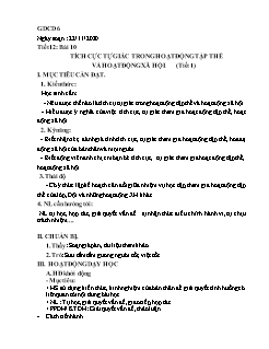 Kế hoạch bài dạy GDCD Khối Trung học cơ sở - Tuần 12 - Năm học 2020-2021