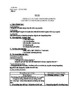 Kế hoạch bài dạy GDCD Khối Trung học cơ sở - Tuần 13 - Năm học 2020-2021