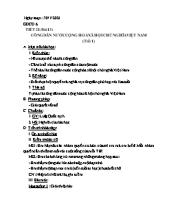 Kế hoạch bài dạy GDCD Khối Trung học cơ sở - Tuần 21 - Năm học 2020-2021