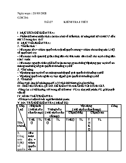 Kế hoạch bài dạy GDCD Khối Trung học cơ sở - Tuần 27 - Năm học 2020-2021