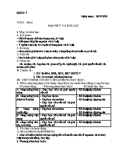 Kế hoạch bài dạy GDCD Khối Trung học cơ sở - Tuần 3 - Năm học 2021-2022