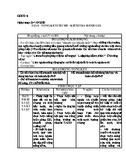 Kế hoạch bài dạy GDCD Khối Trung học cơ sở - Tuần 9 - Năm học 2020-2021