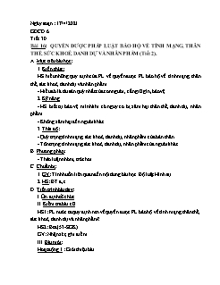 Kế hoạch bài dạy GDCD Lớp 6+7 - Tuần 31 - Năm học 2020-2021