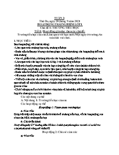 Kê hoạch bài dạy Hoạt động trải nghiệm 1 + Âm nhạc 2 - Tuần 2 - Năm học 2021-2022 - Phạm Thị Nhụy