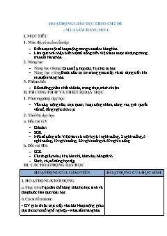 Kế hoạch bài dạy Hoạt động trải nghiệm Lớp 2 - Bài: Hoạt động giáo dục theo chủ đề. Mua sắm hàng hóa - Năm học 2021-2022