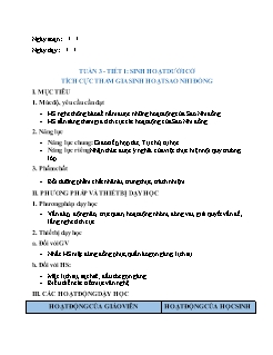 Kế hoạch bài dạy Hoạt động trải nghiệm Lớp 2 - Tuần 3