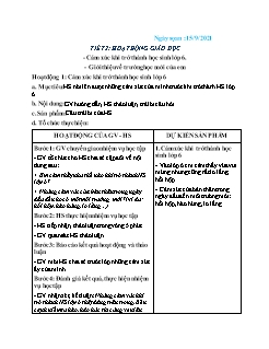 Kế hoạch bài dạy Hoạt động trải nghiệm Lớp 6 - Tiết 2+3 - Năm học 2021-2022