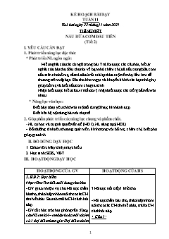 Kế hoạch bài dạy Khối 2 - Tuần 11 - Năm học 2021-2022 - Lê Thị Nữ