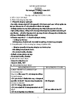 Kế hoạch bài dạy Khối 2 - Tuần 14 - Năm học 2021-2022 - Lê Thị Nữ