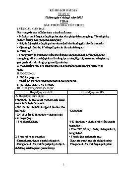 Kế hoạch bài dạy Khối 2 - Tuần 17 - Năm học 2021-2022 - Lê Thị Nữ