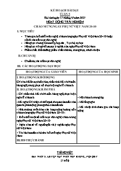 Kế hoạch bài dạy Khối 2 - Tuần 5 - Năm học 2021-2022 - Lê Thị Nữ