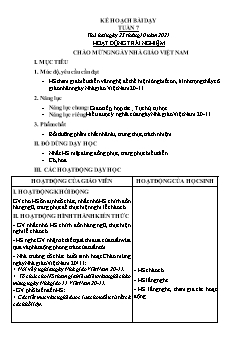 Kế hoạch bài dạy Khối 2 - Tuần 7 - Năm học 2021-2022 - Lê Thị Nữ