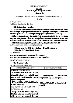 Kế hoạch bài dạy Khối 2 - Tuần 8 - Năm học 2021-2022 - Lê Thị Nữ
