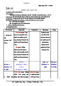 Kế hoạch bài dạy Lịch sử 6 - Tiết 10: Kiểm tra giữa kì - Năm học 2020-2021 - Nguyễn Duy Đại