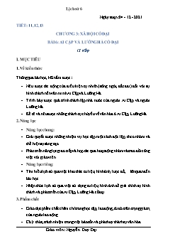 Kế hoạch bài dạy Lịch sử 6 - Tiết 11+12+13, Bài 6: Ai Cập và Lưỡng Hà cổ đại - Năm học 2021-2022 - Nguyễn Duy Đại