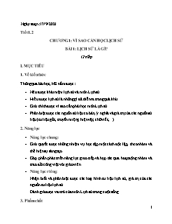 Kế hoạch bài dạy Lịch sử 6 - Tiết 1+2, Bài 1: Lịch sử là gì? - Năm học 2021-2022 - Nguyễn Duy Đại