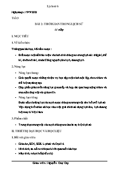 Kế hoạch bài dạy Lịch sử 6 - Tiết 3, Bài 2: Thời gian trong lịch sử - Năm học 2021-2022 - Nguyễn Duy Đại