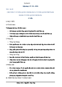 Kế hoạch bài dạy Lịch sử 6 - Tiết 34+35, Bài 18: Vương Quốc Chăm-Pa - Năm học 2021-2022 - Nguyễn Duy Đại