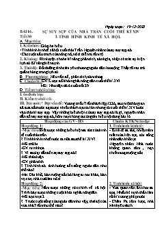 Kế hoạch bài dạy Lịch sử 7 - Tuần 16 - Năm học 2020-2021