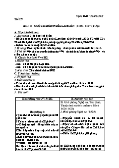 Kế hoach bài dạy Lịch sử 7 - Tuần 20 - Năm học 2020-2021