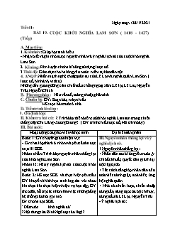 Kế hoạch bài dạy Lịch sử 7 - Tuần 21 - Năm học 2020-2021