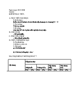 Kế hoach bài dạy Lịch sử 7 - Tuần 27 - Năm học 2020-2021